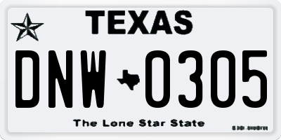 TX license plate DNW0305