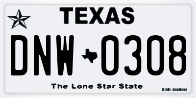 TX license plate DNW0308