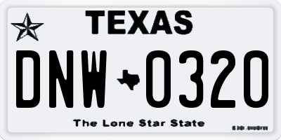 TX license plate DNW0320