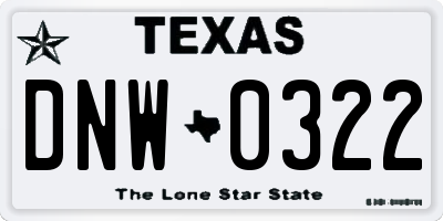 TX license plate DNW0322