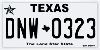 TX license plate DNW0323