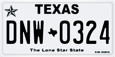 TX license plate DNW0324