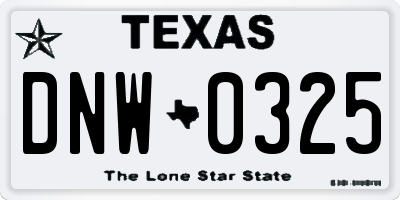TX license plate DNW0325