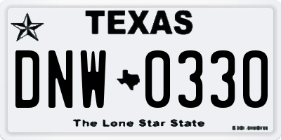 TX license plate DNW0330