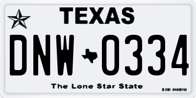 TX license plate DNW0334