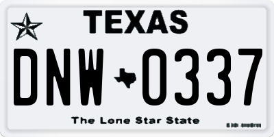 TX license plate DNW0337