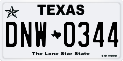 TX license plate DNW0344