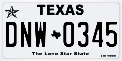 TX license plate DNW0345