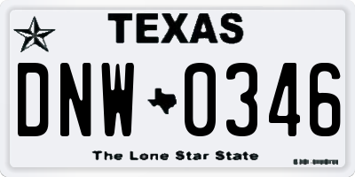 TX license plate DNW0346