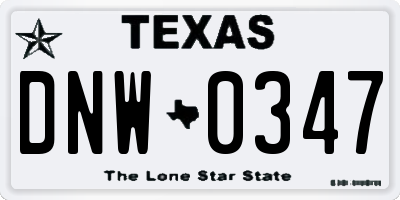 TX license plate DNW0347