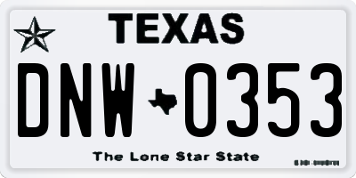 TX license plate DNW0353