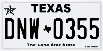 TX license plate DNW0355