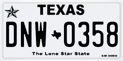 TX license plate DNW0358