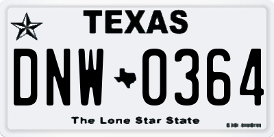 TX license plate DNW0364