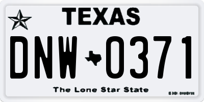 TX license plate DNW0371