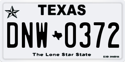 TX license plate DNW0372