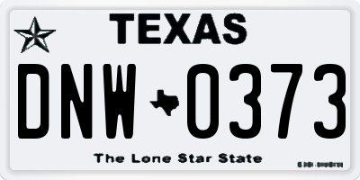 TX license plate DNW0373