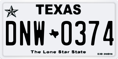 TX license plate DNW0374