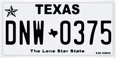 TX license plate DNW0375
