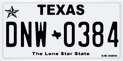 TX license plate DNW0384