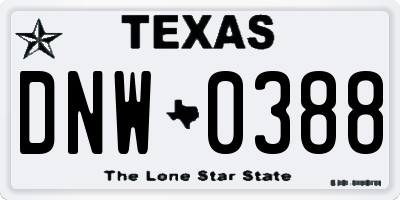 TX license plate DNW0388
