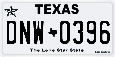 TX license plate DNW0396