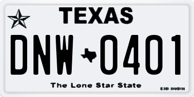 TX license plate DNW0401