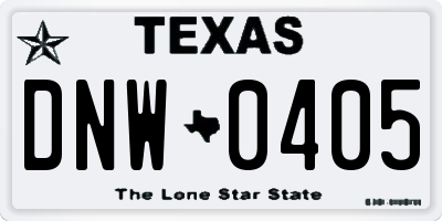 TX license plate DNW0405