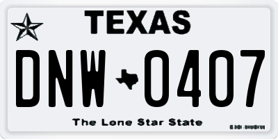TX license plate DNW0407