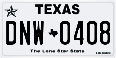 TX license plate DNW0408