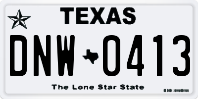 TX license plate DNW0413