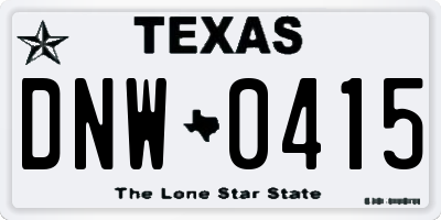 TX license plate DNW0415
