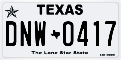 TX license plate DNW0417