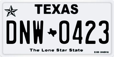 TX license plate DNW0423