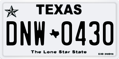 TX license plate DNW0430
