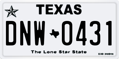 TX license plate DNW0431