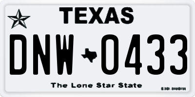 TX license plate DNW0433