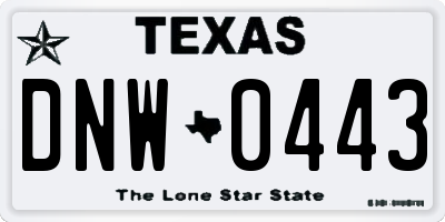 TX license plate DNW0443