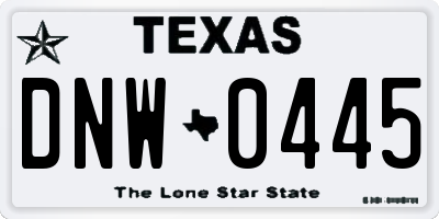 TX license plate DNW0445