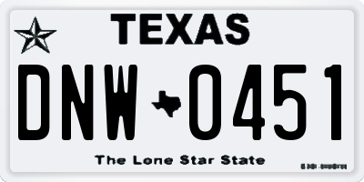 TX license plate DNW0451