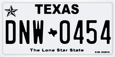 TX license plate DNW0454