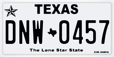 TX license plate DNW0457