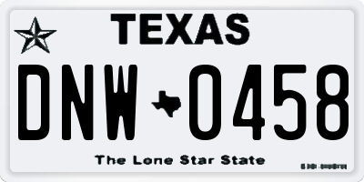TX license plate DNW0458