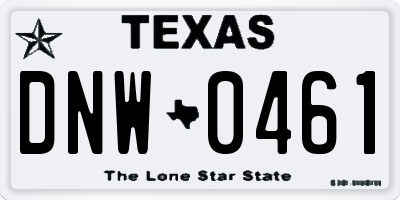 TX license plate DNW0461