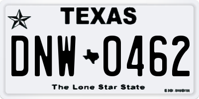 TX license plate DNW0462