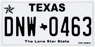 TX license plate DNW0463