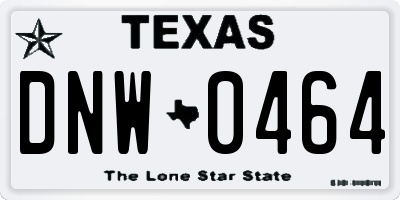 TX license plate DNW0464