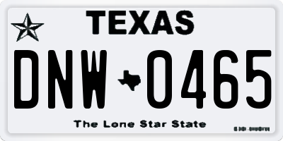 TX license plate DNW0465
