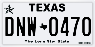 TX license plate DNW0470