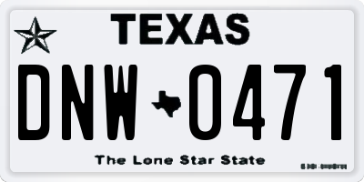TX license plate DNW0471